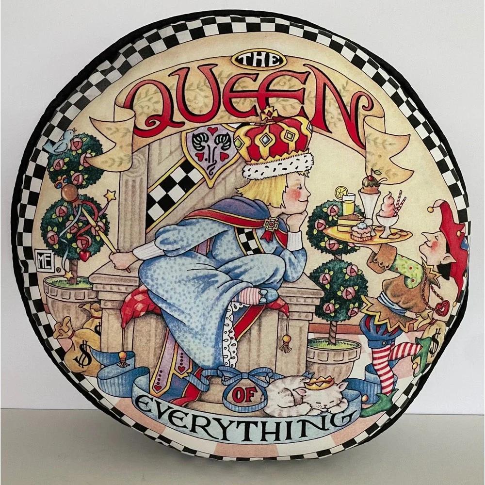 Mary Engelbreit Queen of Everything Round Decorative Accent Pillow Home Works